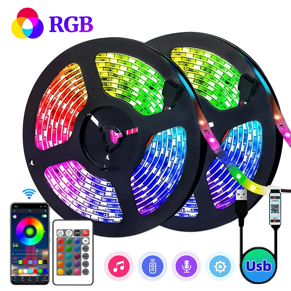 Bande lumineuse LED RVB 1m - 30m, 16M couleurs, éclairage fête maison - Zone shopping