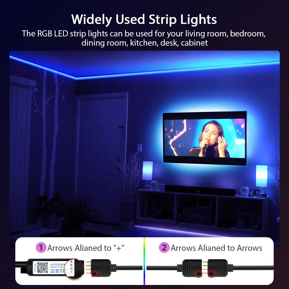 Bande lumineuse LED RVB 1m - 30m, 16M couleurs, éclairage fête maison - Zone shopping