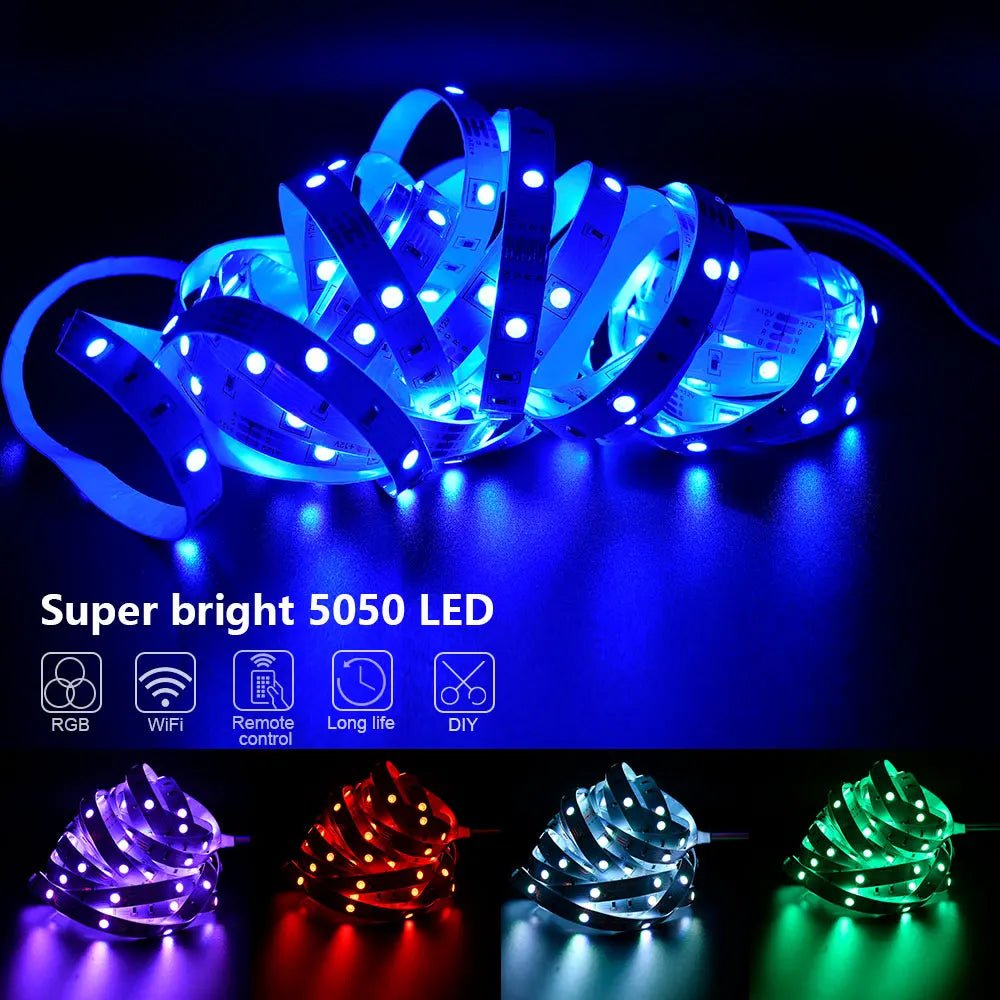 Bande lumineuse LED RVB 1m - 30m, 16M couleurs, éclairage fête maison - Zone shopping