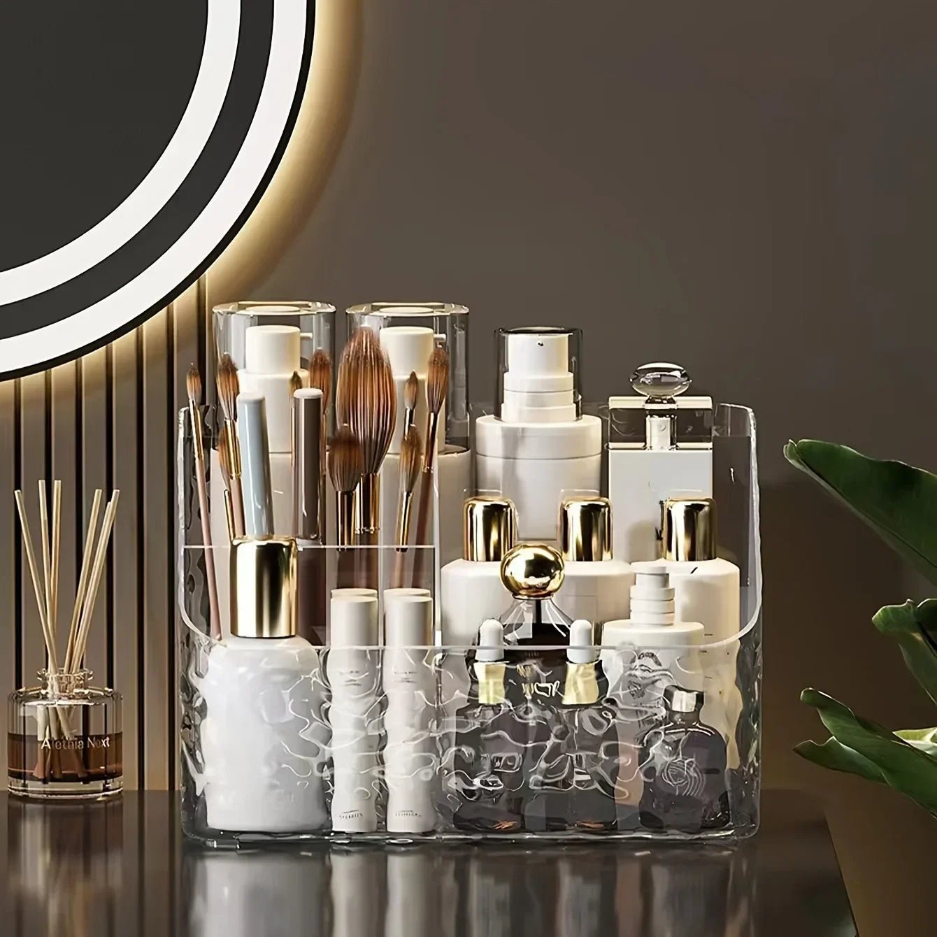 Boîte de rangement cosmétique acrylique 4 compartiments transparente - Zone shopping