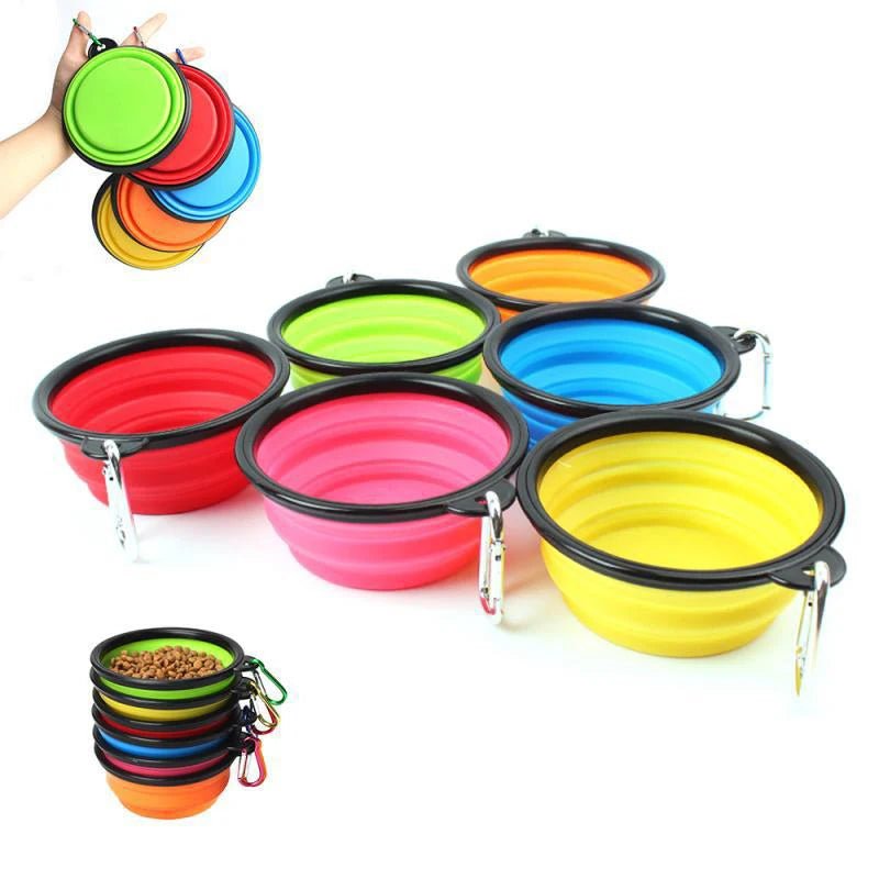Bol pliant de voyage en Silicone de 1000ml, récipient de nourriture Portable pour chiot, distributeur d'eau, récipient de nourriture pour chiot, accessoires pour chiens - Zone shopping