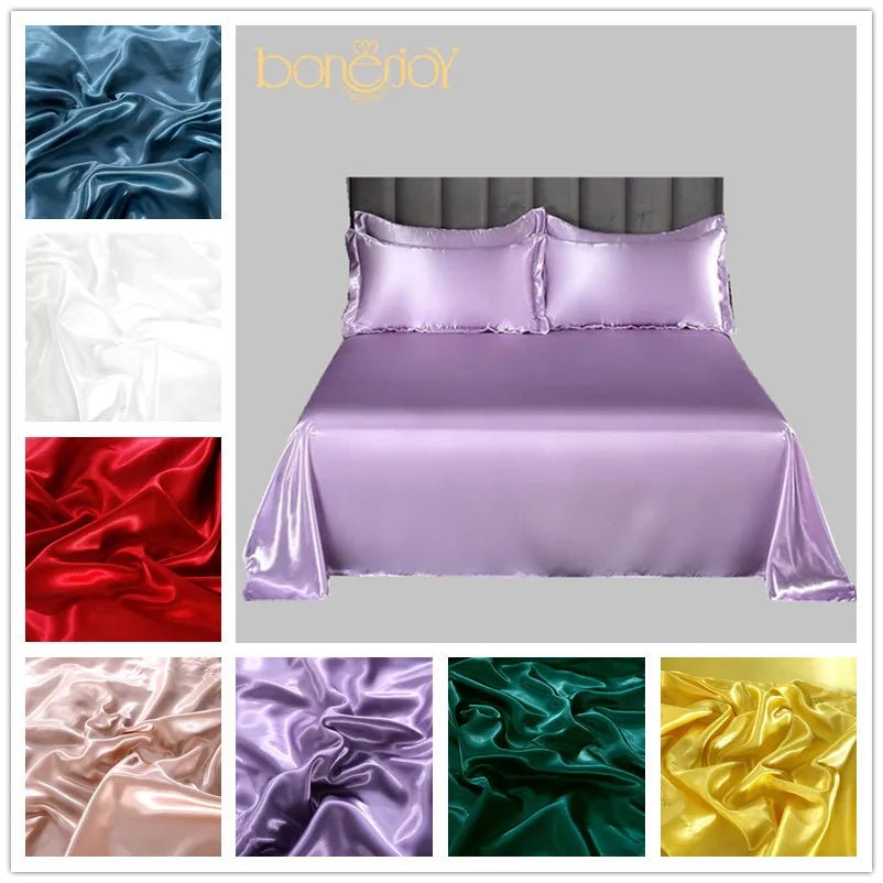 Bonenjoy – drap de lit pour l'été en tissu glacé, draps de dessus en Satin, drap plat lisse pour literie Double (sans taie d'oreiller), 1 pièce - Zone shopping