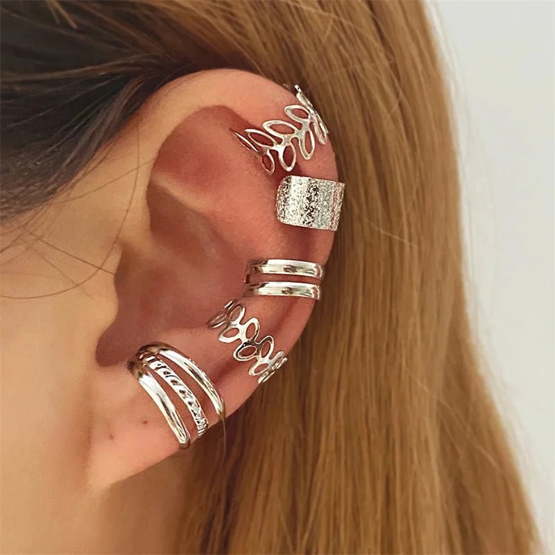 Boucles d'oreilles à Clips pour femmes, ensemble de Clips d'oreille Non perforants, simples et créatifs, couleur or argent, bijoux tendance - Zone shopping