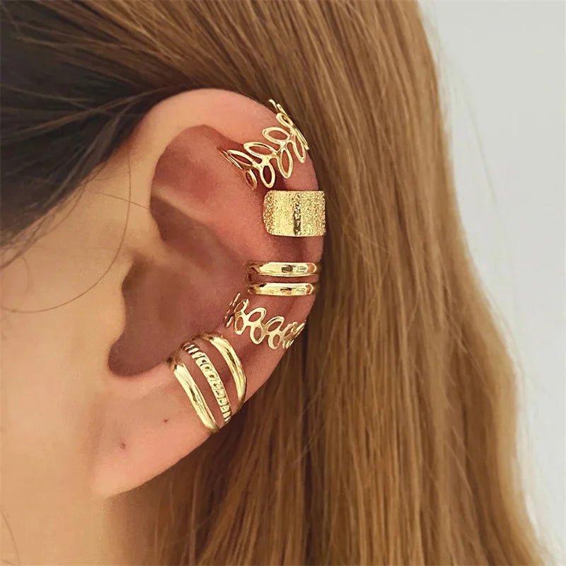 Boucles d'oreilles à Clips pour femmes, ensemble de Clips d'oreille Non perforants, simples et créatifs, couleur or argent, bijoux tendance - Zone shopping