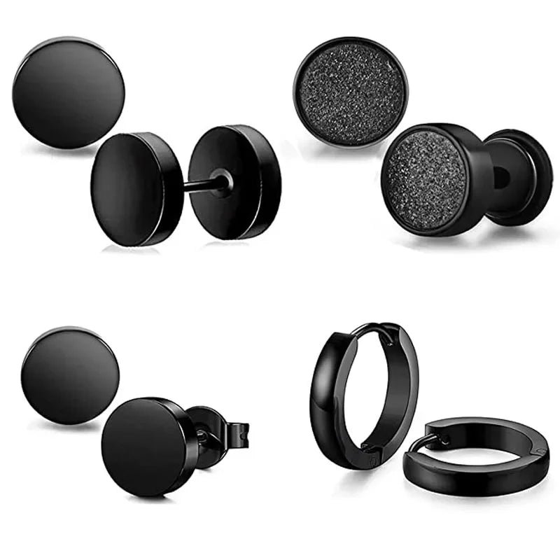 Boucles d'oreilles créoles Huggie en acier inoxydable pour hommes - Zone shopping