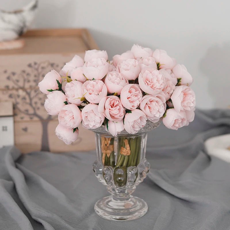 Bouquet de fleurs artificielles pivoine rose - 27 têtes pour déco - Zone shopping