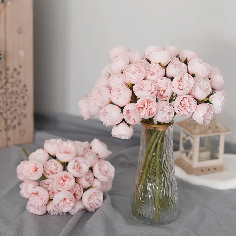 Bouquet de fleurs artificielles pivoine rose - 27 têtes pour déco - Zone shopping