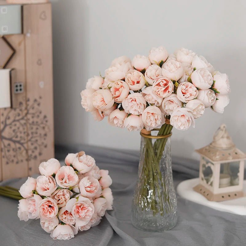 Bouquet de fleurs artificielles pivoine rose - 27 têtes pour déco - Zone shopping