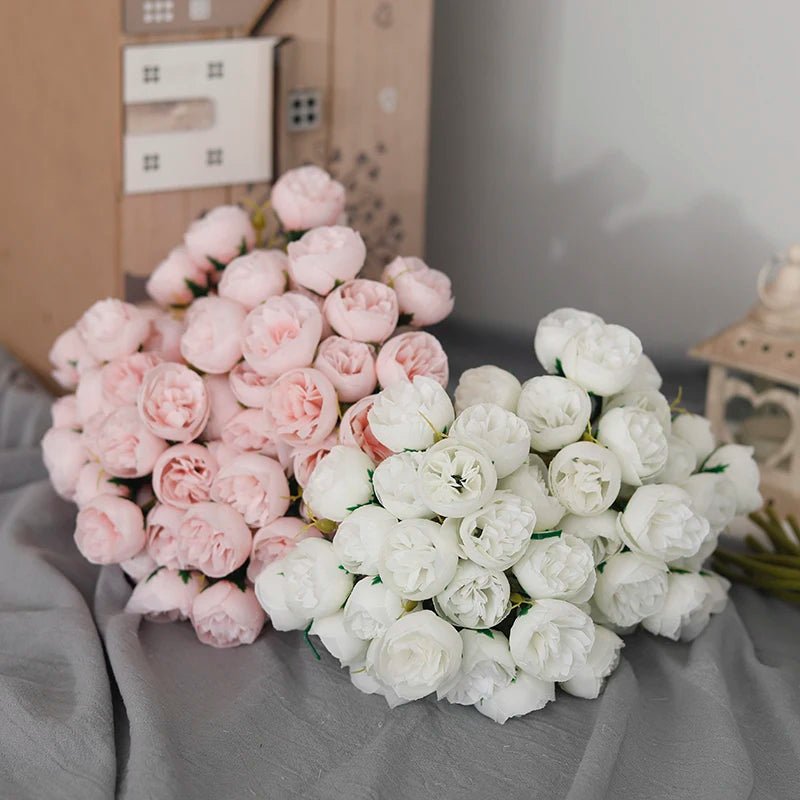 Bouquet de fleurs artificielles pivoine rose - 27 têtes pour déco - Zone shopping