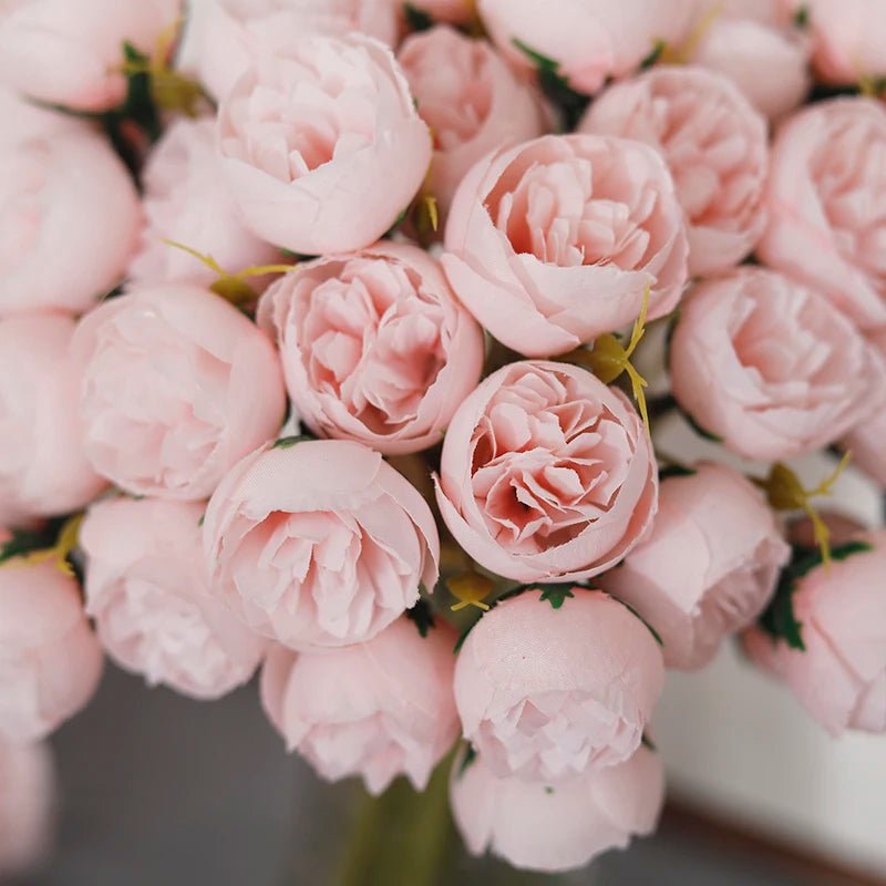 Bouquet de fleurs artificielles pivoine rose - 27 têtes pour déco - Zone shopping