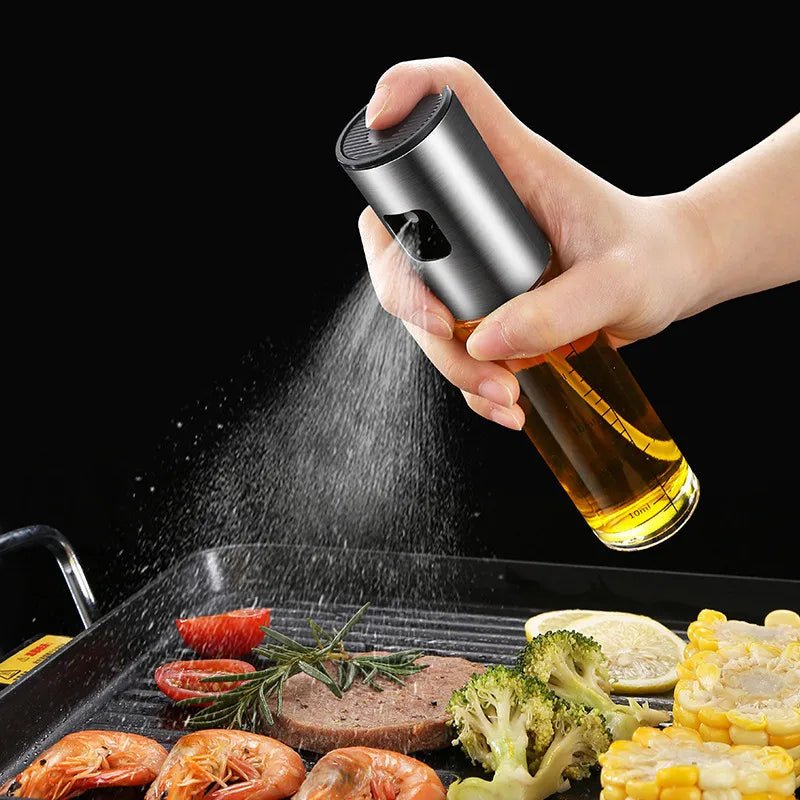 Bouteille de pulvérisation d'huile d'olive en verre, outil de cuisine, gril anti - fuite, distributeur d'huile de barbecue, ustensiles de cuisine, pulvérisateur d'huile d'olive pour rôtir et griller - Zone shopping