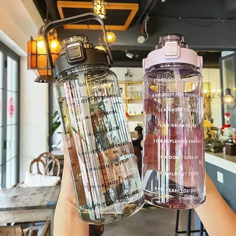 Bouteille d'Eau 2L avec Paille et Marqueur pour Sport et Fitness - Zone shopping