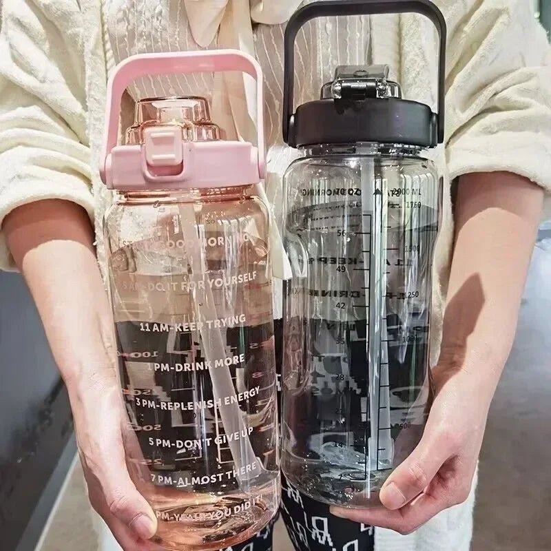 Bouteille d'Eau 2L avec Paille et Marqueur pour Sport et Fitness - Zone shopping