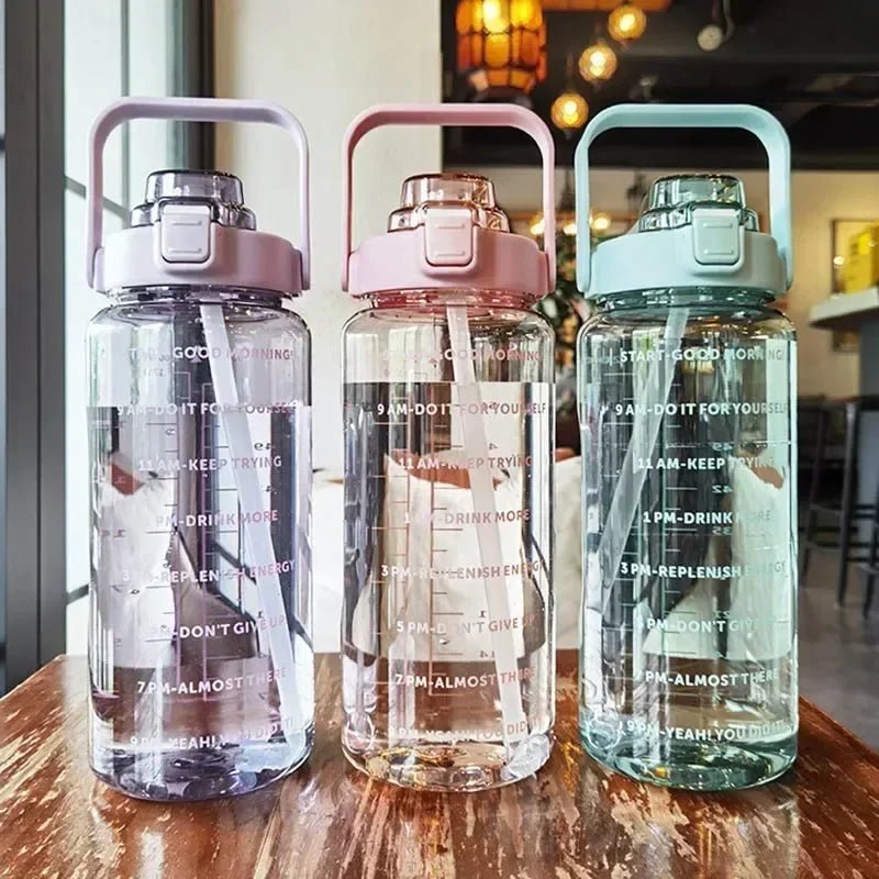 Bouteille d'Eau 2L avec Paille et Marqueur pour Sport et Fitness - Zone shopping