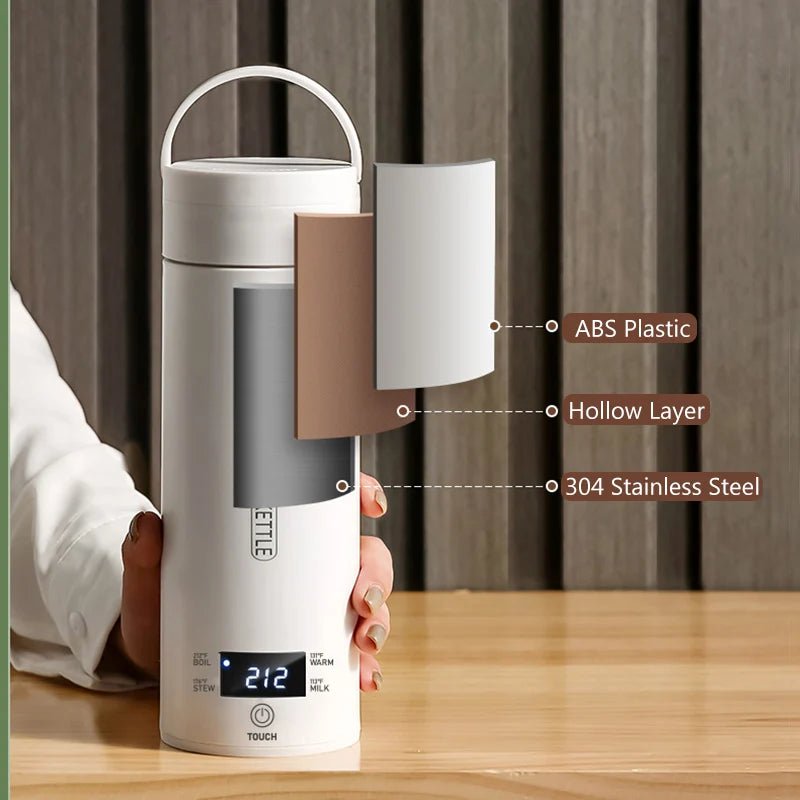 Bouteille thermos électrique LED, bouilloire inox, voyage, 110V/220V - Zone shopping