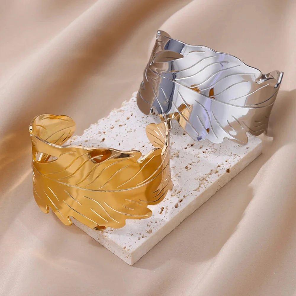 Bracelet or classique froissé pour femmes - Manchette en acier inoxydable - Zone shopping