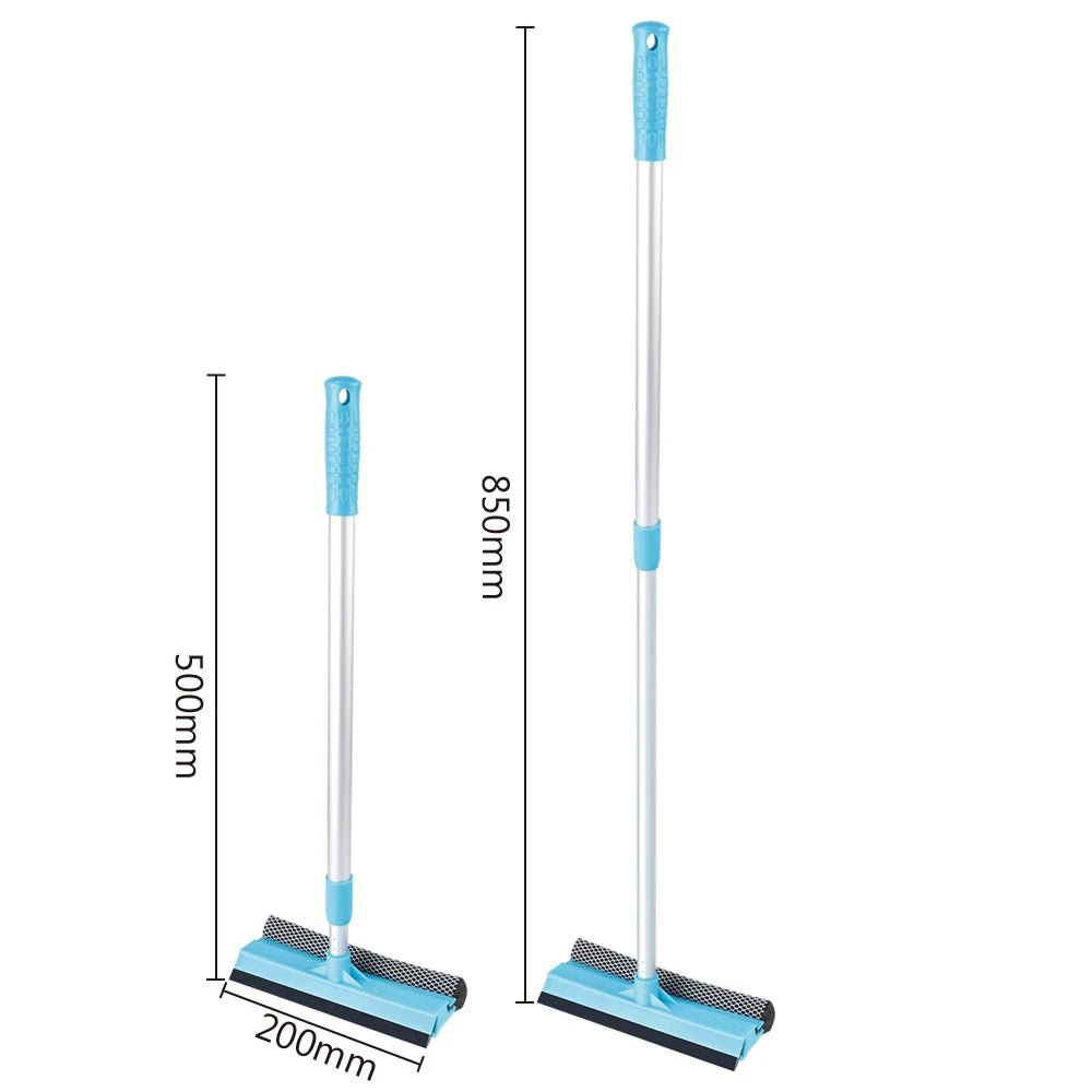 Brosse de nettoyage de vitres 2 en 1, outils de nettoyage domestique, essuie - glace, nettoyeur de vitres, tige télescopique, raclette, éponge réglable - Zone shopping