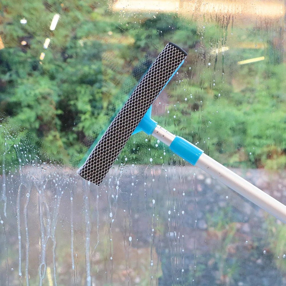 Brosse de nettoyage de vitres 2 en 1, outils de nettoyage domestique, essuie - glace, nettoyeur de vitres, tige télescopique, raclette, éponge réglable - Zone shopping