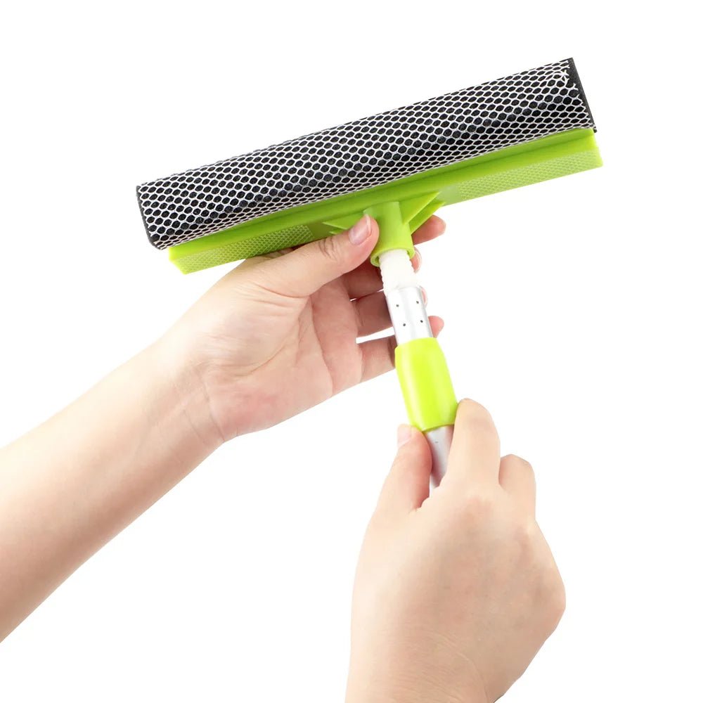 Brosse de nettoyage de vitres 2 en 1, outils de nettoyage domestique, essuie - glace, nettoyeur de vitres, tige télescopique, raclette, éponge réglable - Zone shopping
