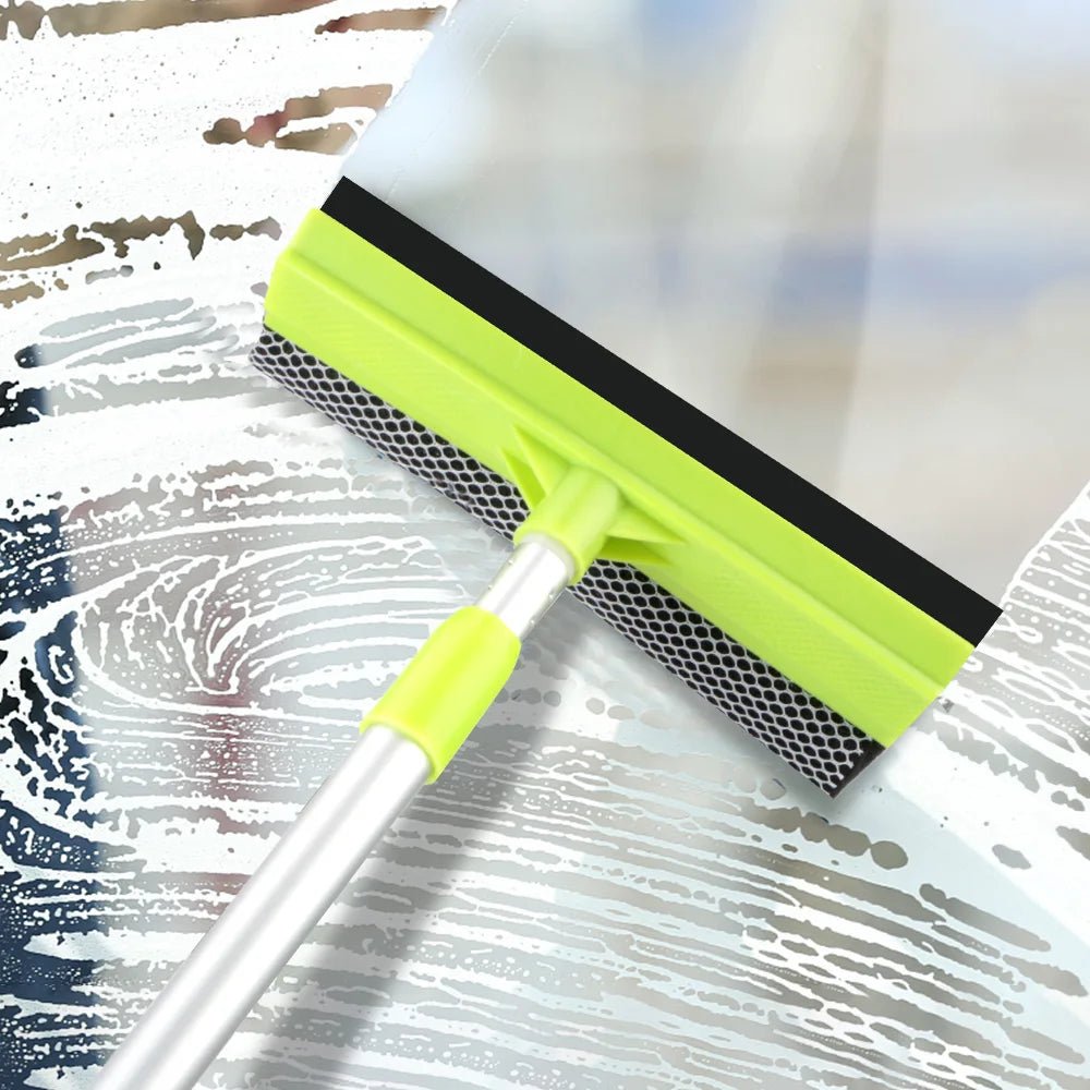Brosse de nettoyage de vitres 2 en 1, outils de nettoyage domestique, essuie - glace, nettoyeur de vitres, tige télescopique, raclette, éponge réglable - Zone shopping