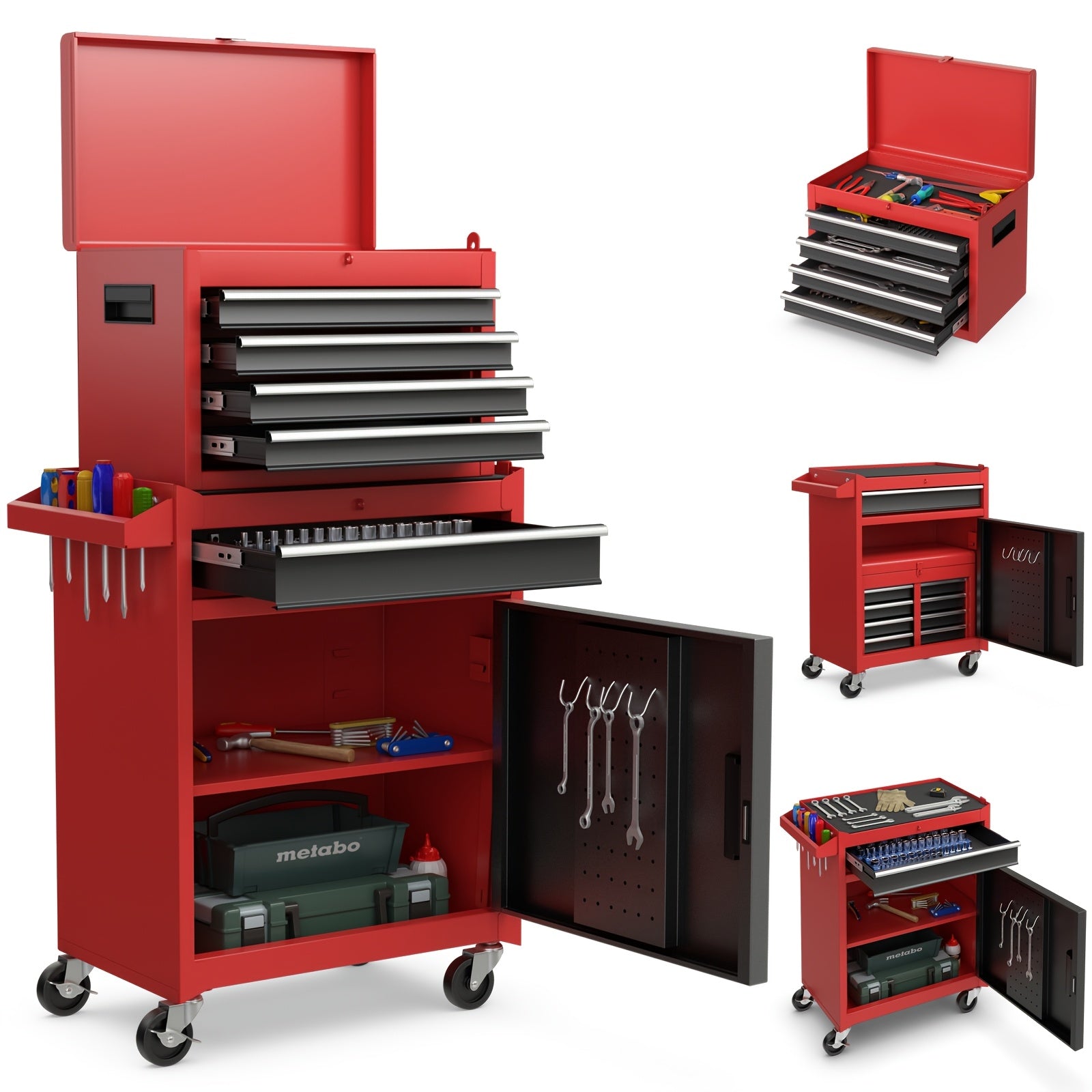 Chariot d'Atelier Industriel GOFLAME - 5 Tiroirs Mobile