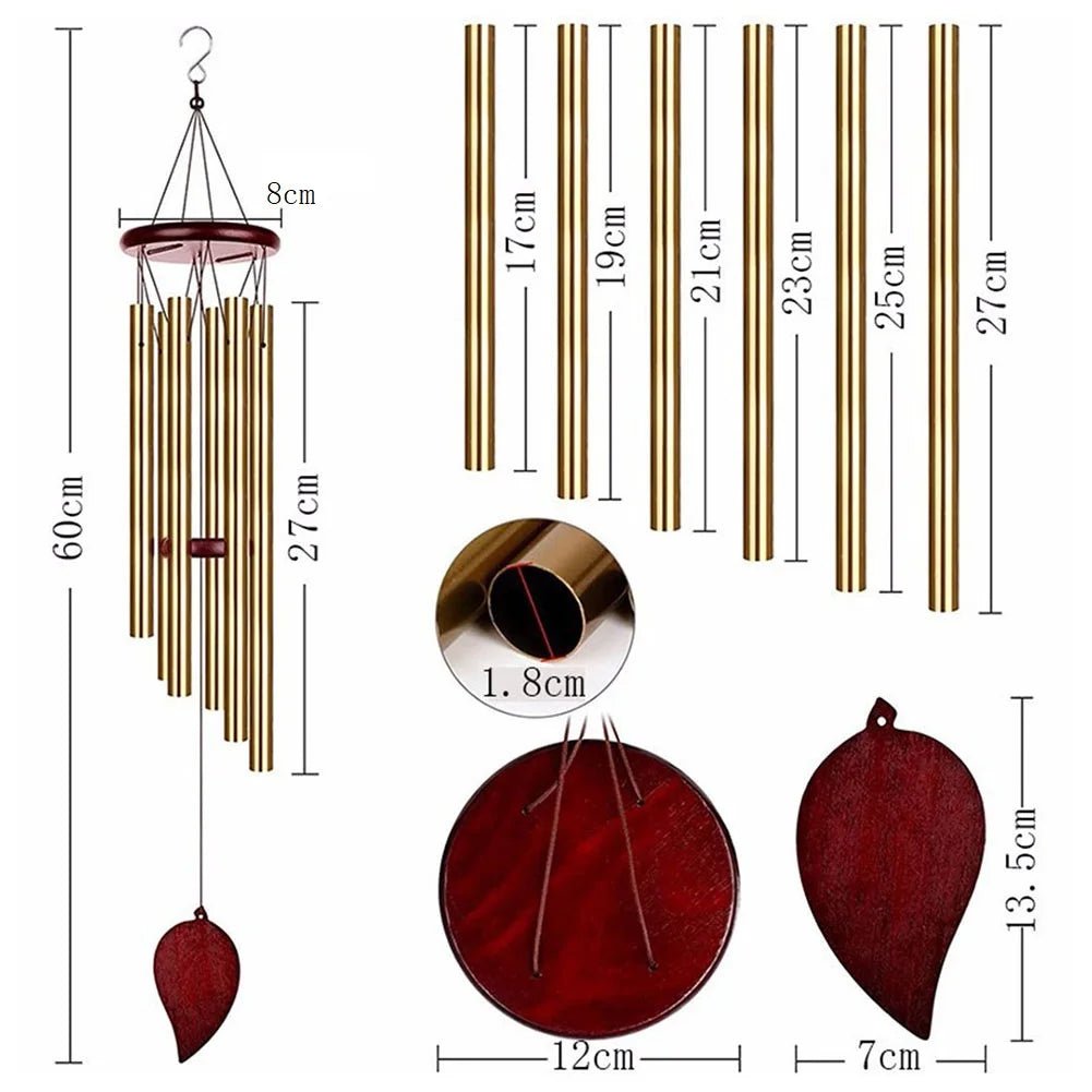 Carillons éoliens porte - bonheur, pendentif cloche à 6 Tubes pour la décoration de la maison, son clair et élégant, adapté à une utilisation intérieure et extérieure - Zone shopping