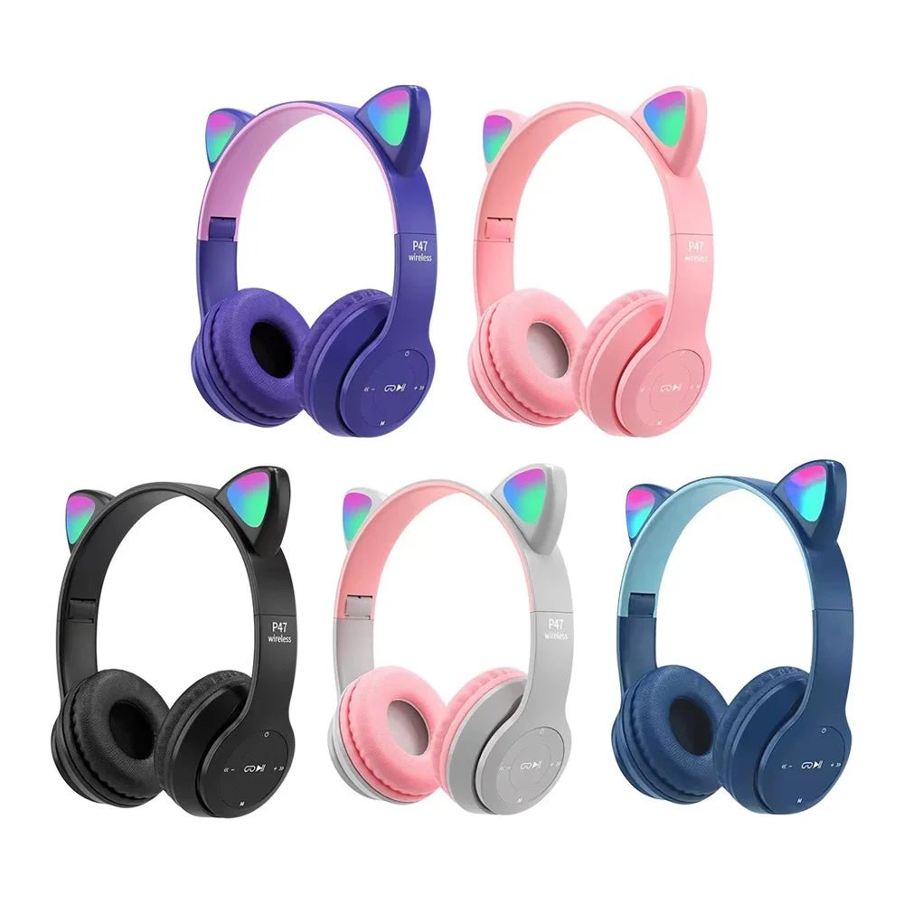 Casque Bluetooth Oreille de Chat LED Pliable pour Enfants Filles - Zone shopping
