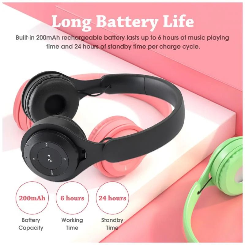 Casque sans fil Bluetooth Macaron stéréo avec micro pour gamer fille - Zone shopping