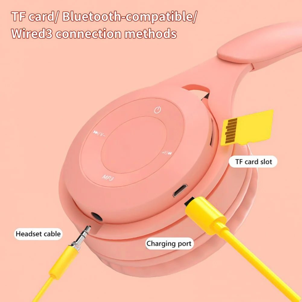 Casque sans fil Bluetooth Macaron stéréo avec micro pour gamer fille - Zone shopping