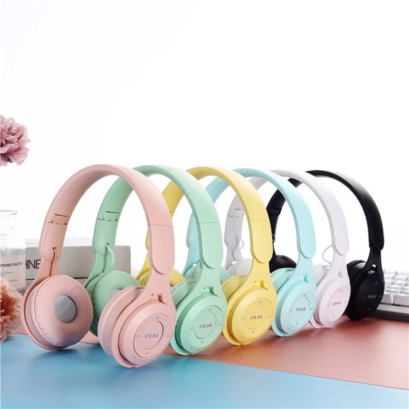 Casque sans fil Bluetooth Macaron stéréo avec micro pour gamer fille - Zone shopping