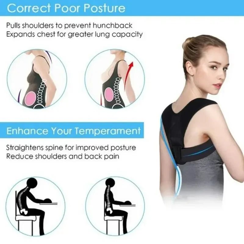 Ceinture de ration de posture du dos unisexe, prévention bossue, ration de position assise, corps respirant qui fait saillie - Zone shopping