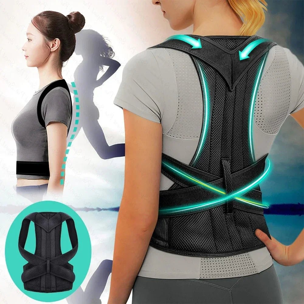 Ceinture renforcée colonne lombaire correcteur de Posture gilet réglable sangle de soutien du dos épaule colonne vertébrale orthèse cou civière formateur - Zone shopping
