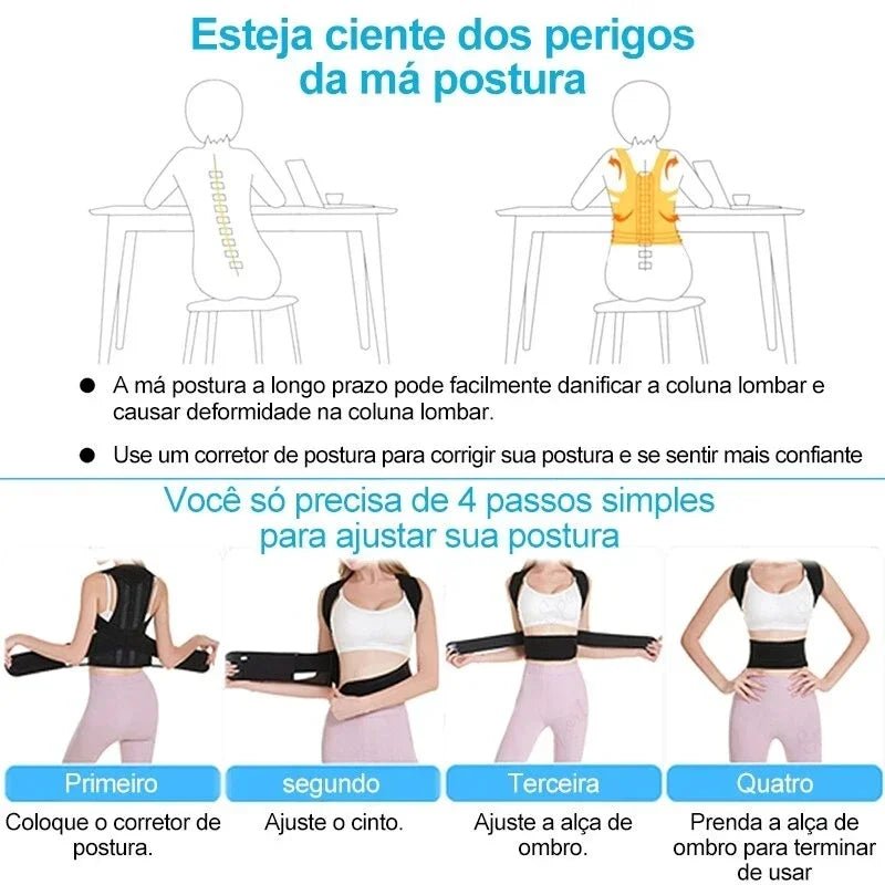 Ceinture renforcée colonne lombaire correcteur de Posture gilet réglable sangle de soutien du dos épaule colonne vertébrale orthèse cou civière formateur - Zone shopping