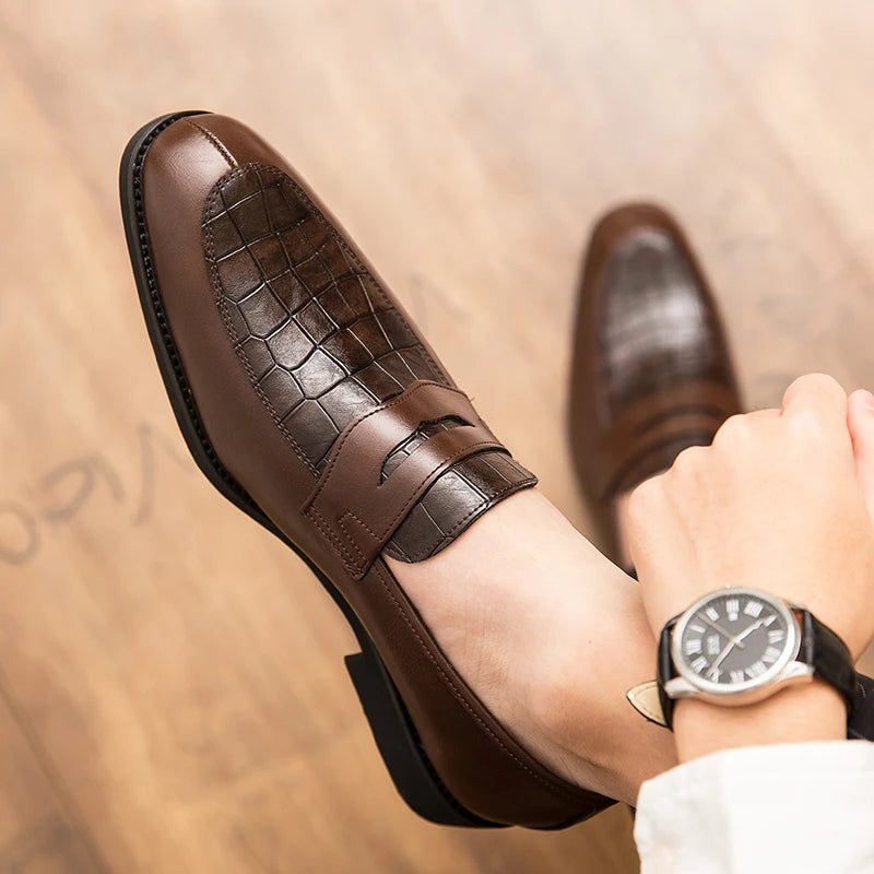 Chaussures Homme Mocassins Cuir Italien Crocodile - Zone shopping