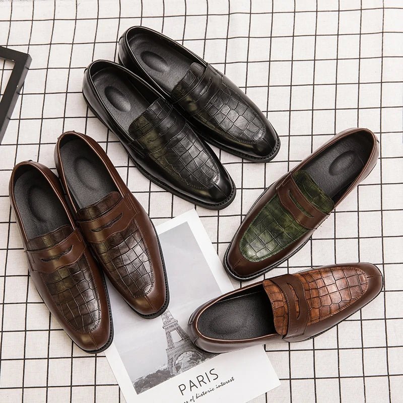 Chaussures Homme Mocassins Cuir Italien Crocodile - Zone shopping