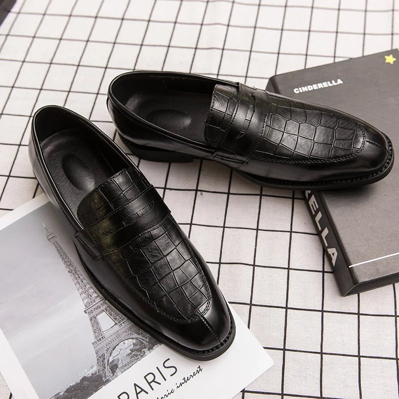 Chaussures Homme Mocassins Cuir Italien Crocodile - Zone shopping