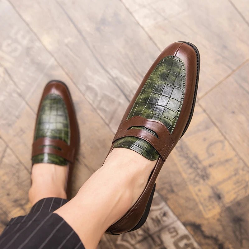 Chaussures Homme Mocassins Cuir Italien Crocodile - Zone shopping