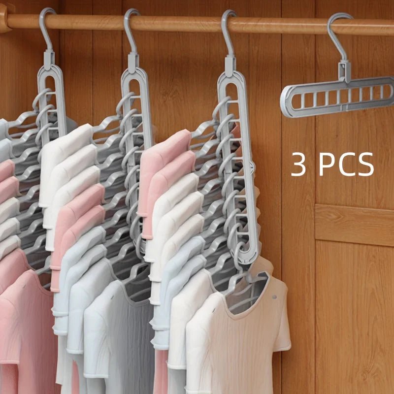 Cintres pliables en plastique 9 trous - 3 pièces, gain de place - Zone shopping