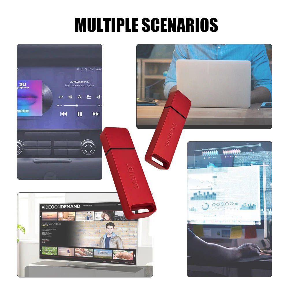 Clé USB 3.0 Lenovo métal 64 To, transfert rapide, étanche, style mécanique - Zone shopping