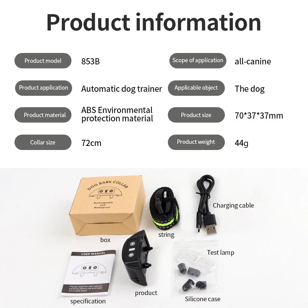 Collier anti - aboiement rechargeable USB pour chien - entraînement efficace - Zone shopping