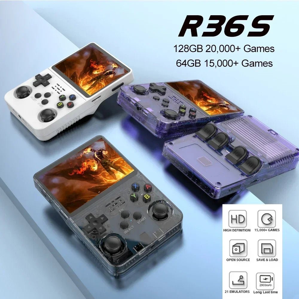 Console de jeu vidéo R36S Open Source, écran IPS 3.5, 128G jeux - Zone shopping