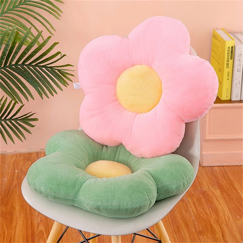 Coussin de fleur à cinq pétales en peluche, décor de chambre Girly, oreiller tournesol, baie vitrée, réglage de fleur rose pour chambre d'enfants, oreiller de siège - Zone shopping