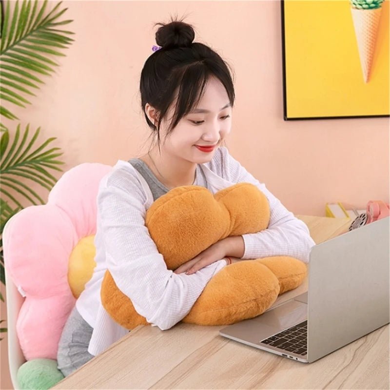 Coussin de fleur à cinq pétales en peluche, décor de chambre Girly, oreiller tournesol, baie vitrée, réglage de fleur rose pour chambre d'enfants, oreiller de siège - Zone shopping