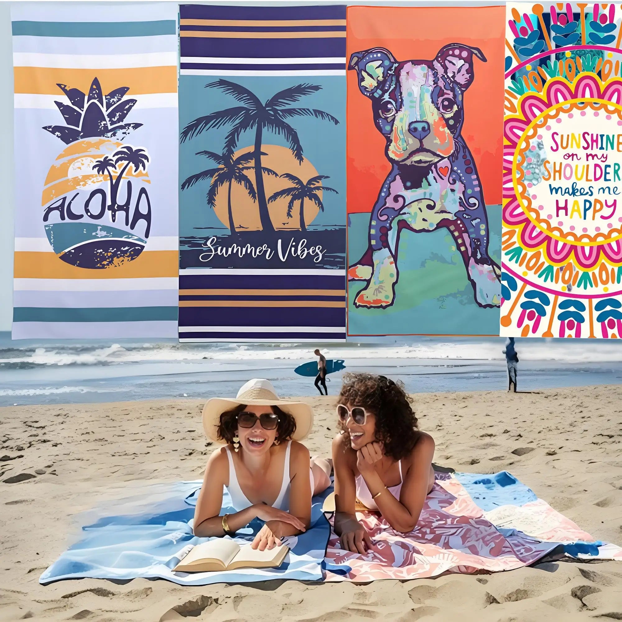 Couverture de plage microfibre 31,5x63 - Serviette séchage rapide - Zone shopping