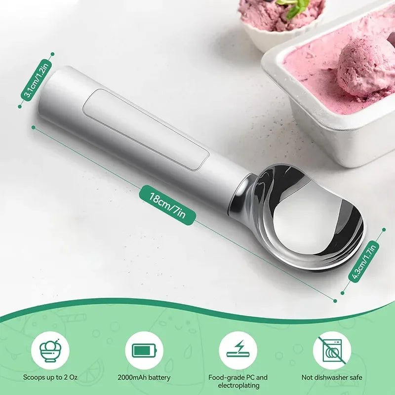 Cuillère à glace inox avec LED, réglage température, outil cuisine - Zone shopping