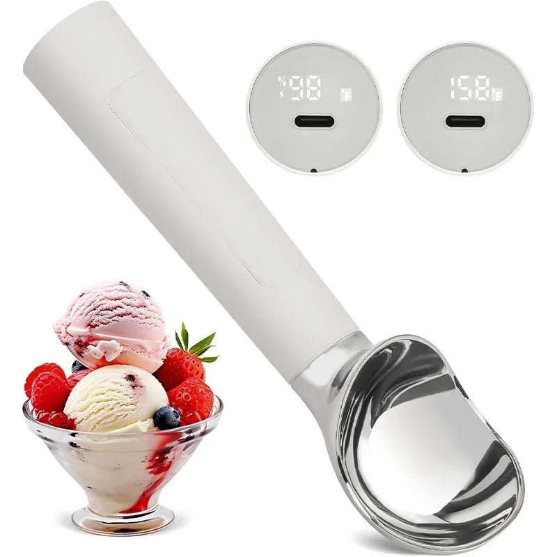 Cuillère à glace inox avec LED, réglage température, outil cuisine - Zone shopping