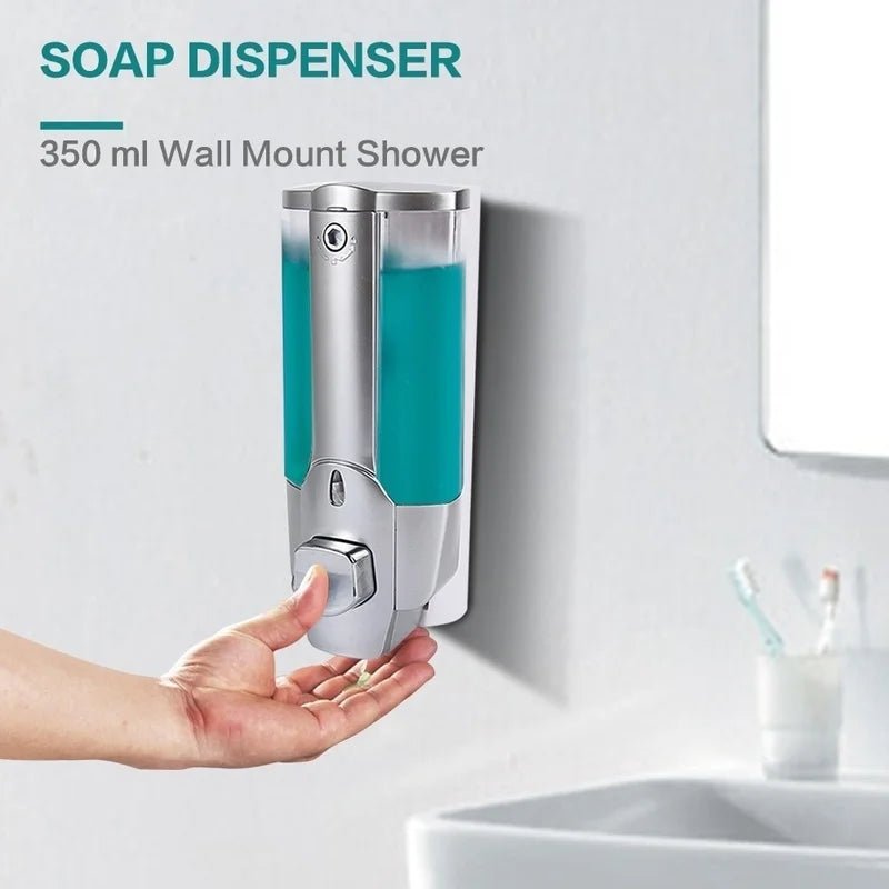 Distributeur mural de savon et de shampoing pour les mains, 350ml, distributeurs de liquide de douche, conteneurs pour salle de bains et toilettes - Zone shopping