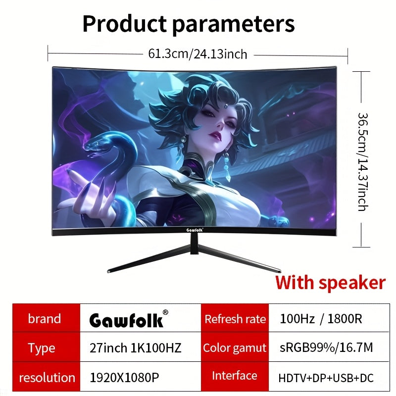 Écran incurvé GAWFOLK 27 100Hz Full HD 1800R
