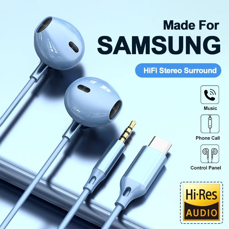 Écouteurs HiFi USB - C 3.5mm avec son surround pour Samsung Galaxy - Zone shopping