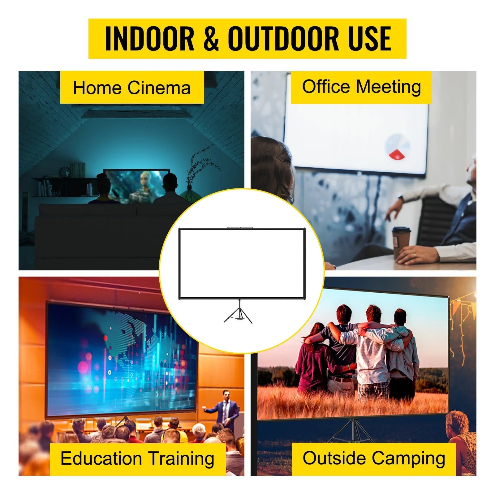 Écran de projection Vevor 100 16:9 HD portable pour intérieur/extérieur - Zone shopping